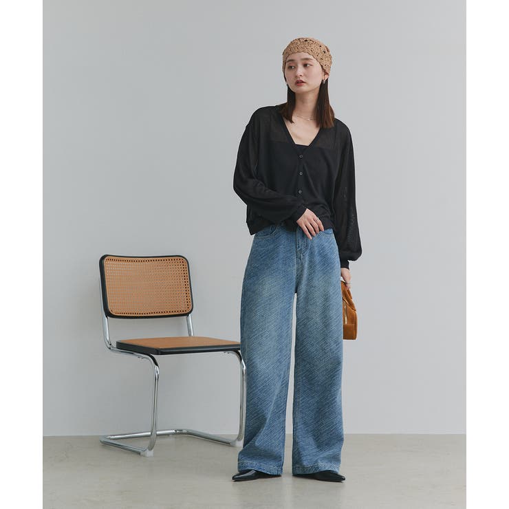 袖ボリュームVネックシアーカーディガン | ad thie | 詳細画像12 