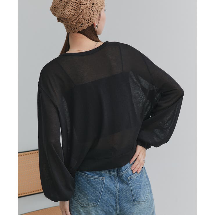 袖ボリュームVネックシアーカーディガン | ad thie | 詳細画像17 