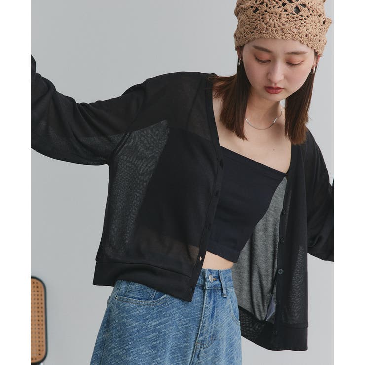 袖ボリュームVネックシアーカーディガン | ad thie | 詳細画像19 