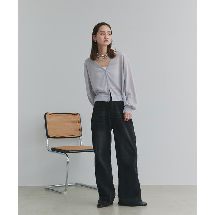 袖ボリュームVネックシアーカーディガン | ad thie | 詳細画像20 