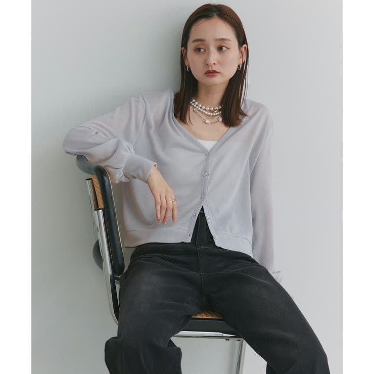 袖ボリュームVネックシアーカーディガン | ad thie | 詳細画像27 