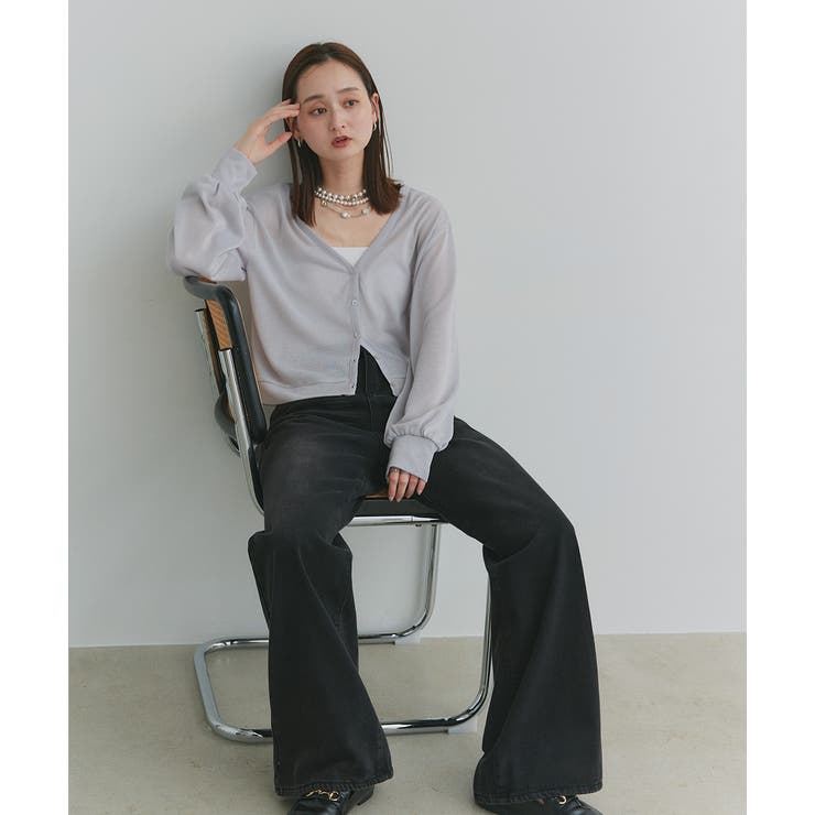 袖ボリュームVネックシアーカーディガン | ad thie | 詳細画像28 