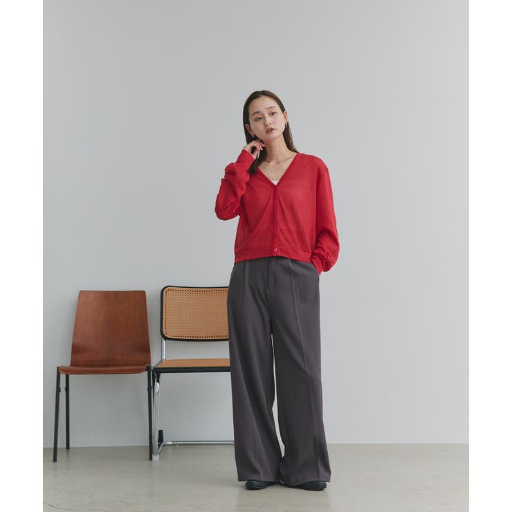 袖ボリュームVネックシアーカーディガン | ad thie | 詳細画像29 