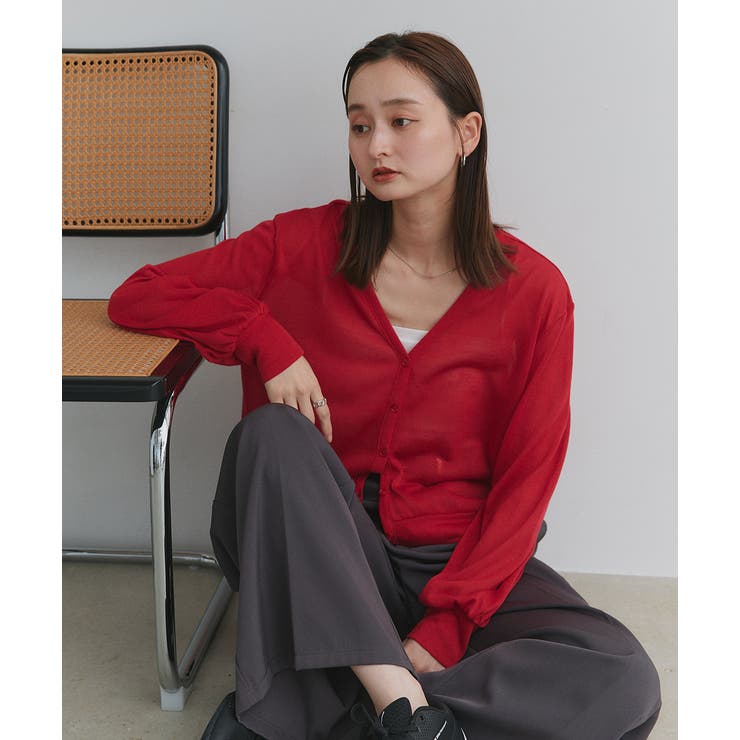 袖ボリュームVネックシアーカーディガン | ad thie | 詳細画像34 