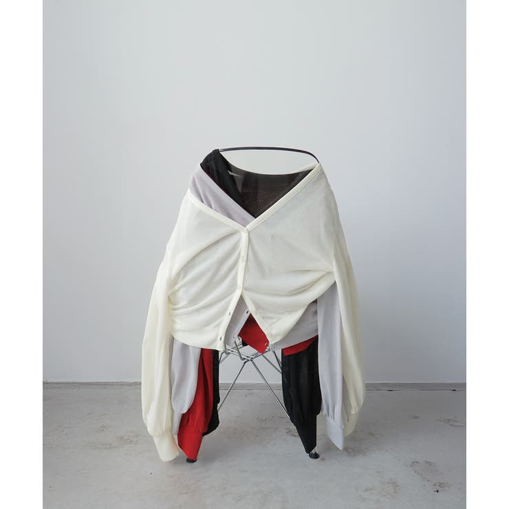 袖ボリュームVネックシアーカーディガン | ad thie | 詳細画像35 