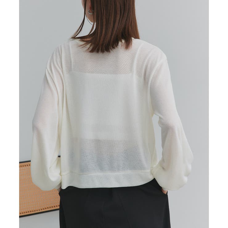 袖ボリュームVネックシアーカーディガン | ad thie | 詳細画像8 