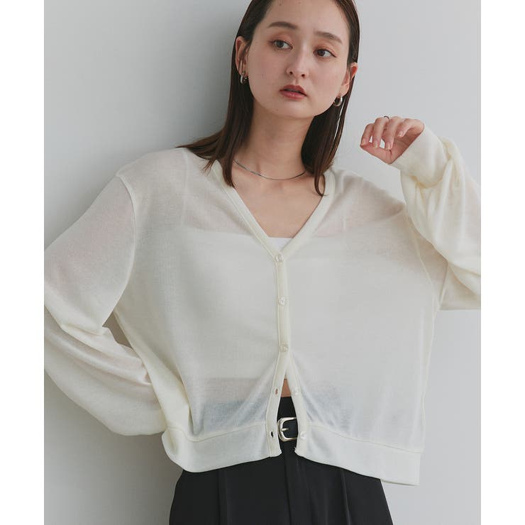 袖ボリュームVネックシアーカーディガン | ad thie | 詳細画像9 