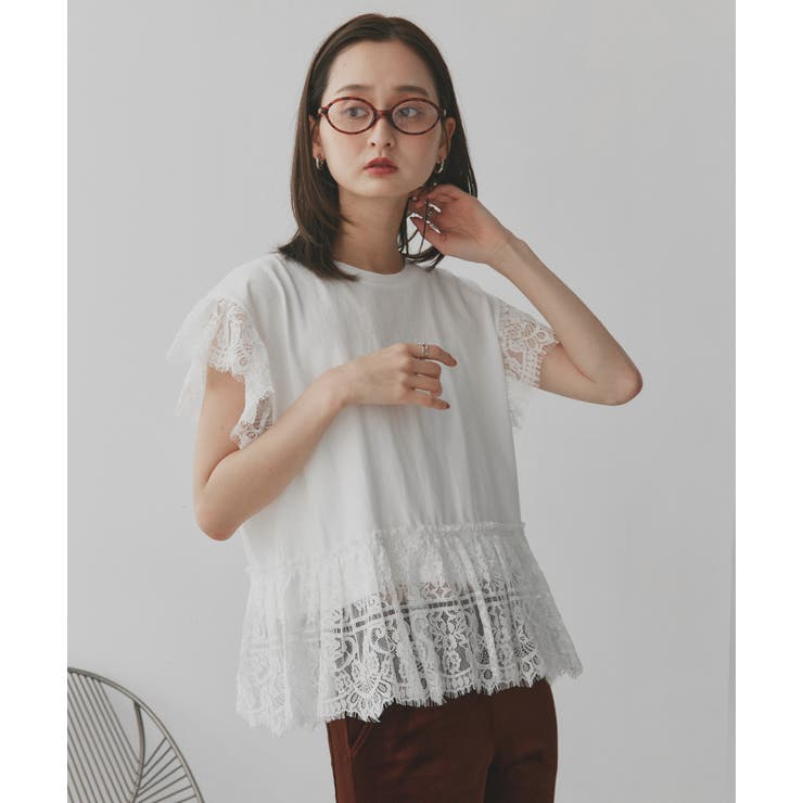 ヘムスリーブレースデザイントップス | ad thie | 詳細画像4 