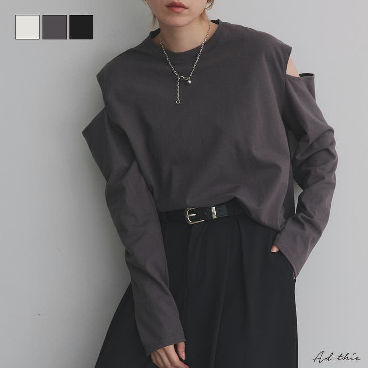 【2025AW新作】ショルダーカットアウトロングスリーブTシャツ | ad thie | 詳細画像1 