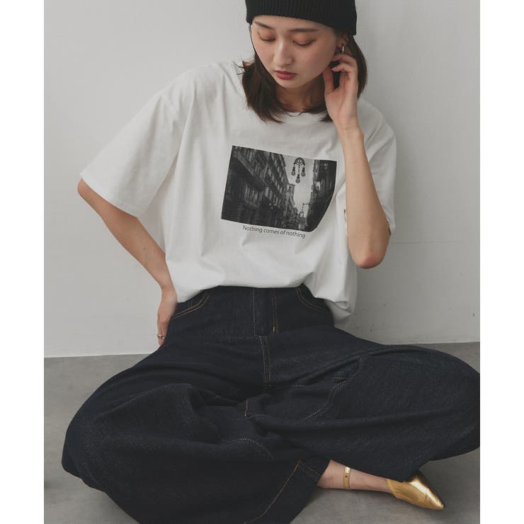 オフホワイト×ブラック | アソートフォトプリントTシャツ | ad thie