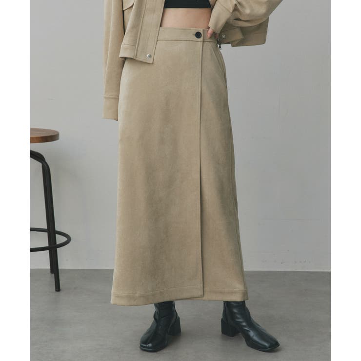 ベージュ | スエードラップスカート | ad thie