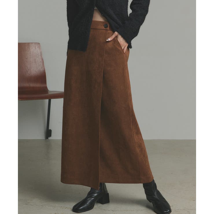 キャメル | スエードラップスカート | ad thie