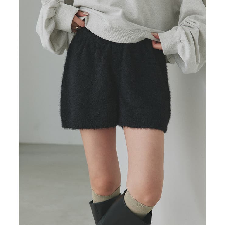 ブラック | シャギーニットショートパンツ | ad thie