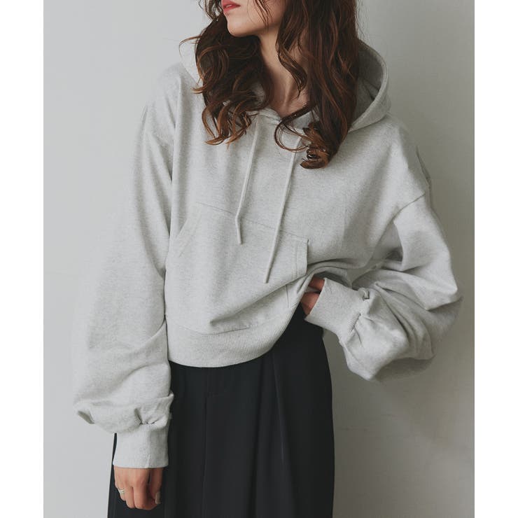 ショート丈スウェットフーディーパーカー | ad thie | 詳細画像12 