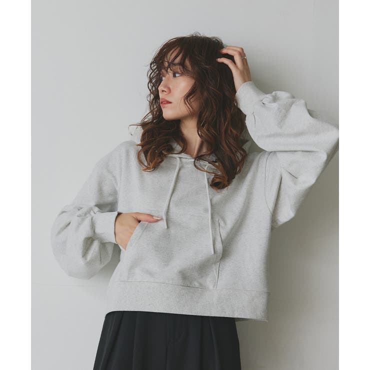 ショート丈スウェットフーディーパーカー | ad thie | 詳細画像14 