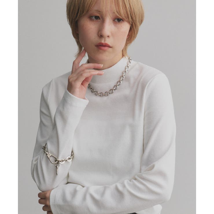 オフホワイト | 【2025AW新作】配色アソートスリーブハイネックトップス | ad thie