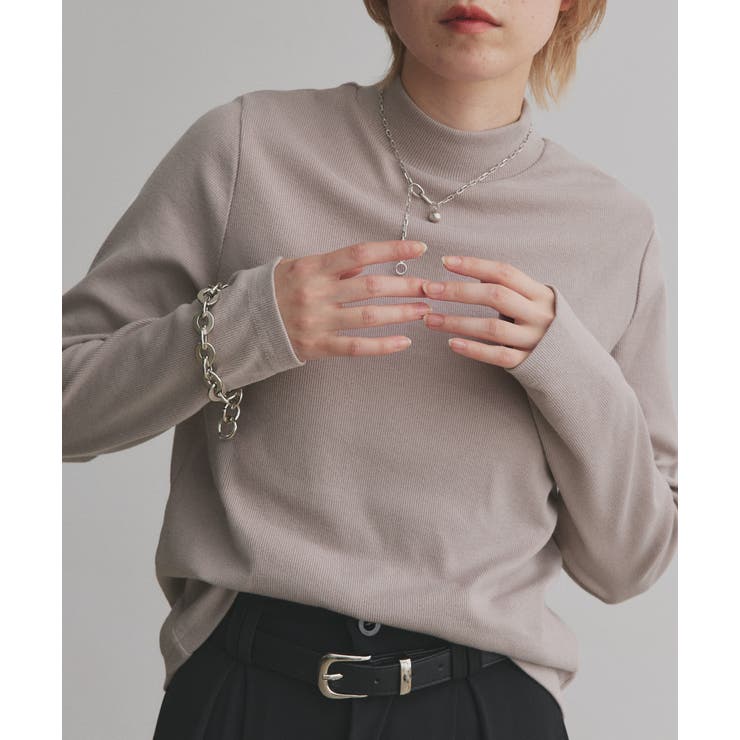 グレージュ | 【2025AW新作】配色アソートスリーブハイネックトップス | ad thie