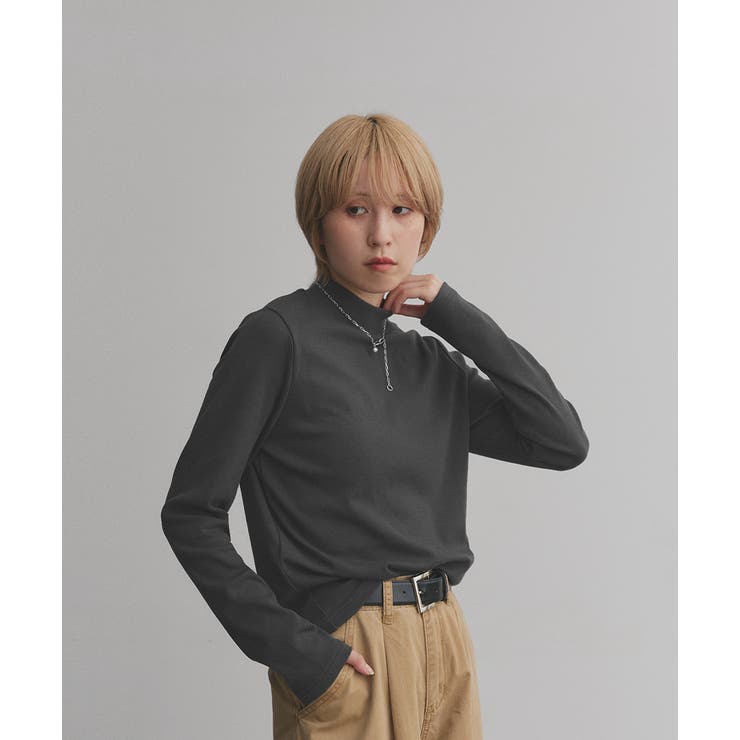 チャコール | 【2025AW新作】配色アソートスリーブハイネックトップス | ad thie
