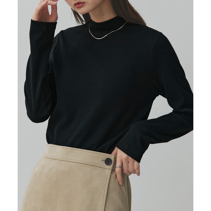 ブラック | 【2025AW新作】配色アソートスリーブハイネックトップス | ad thie