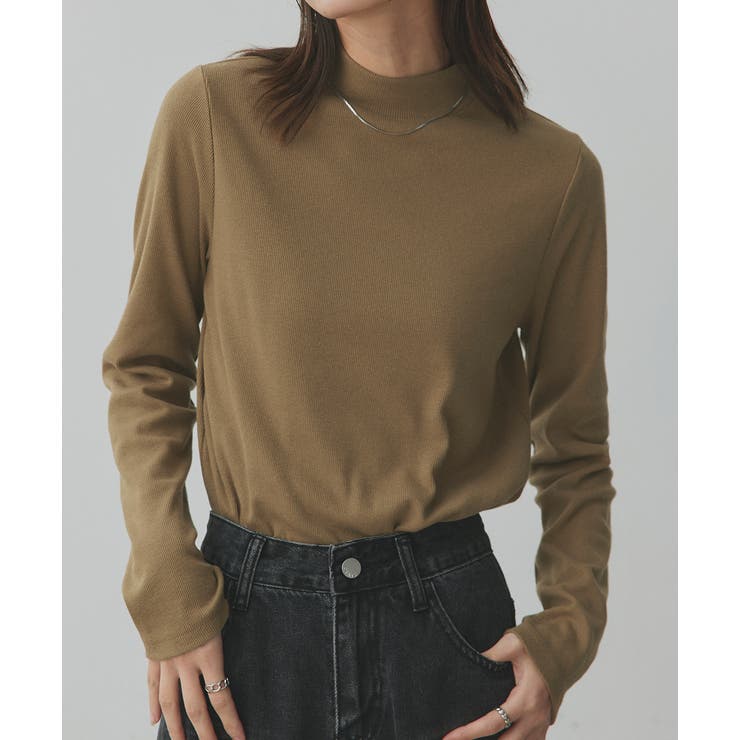 カーキ | 【2025AW新作】配色アソートスリーブハイネックトップス | ad thie
