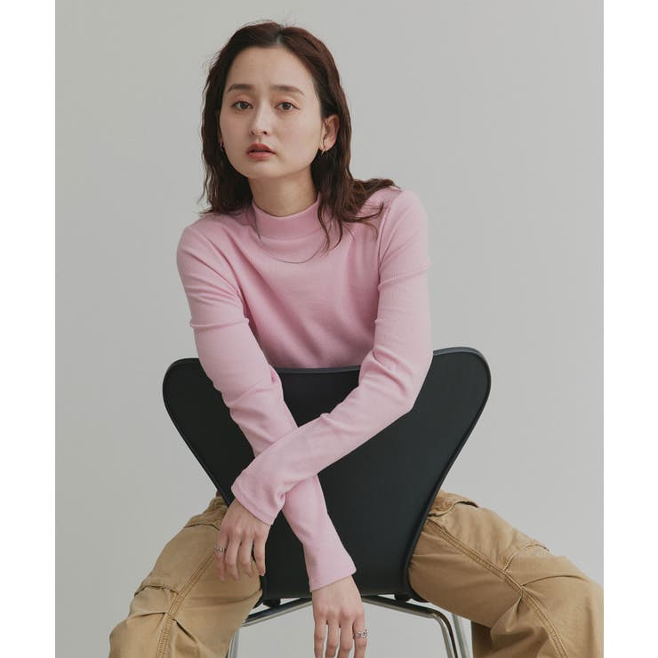 ピンク | 配色アソートスリーブハイネックトップス | ad thie