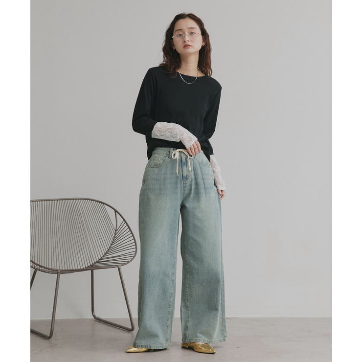 袖切替ラメシアー レースアソートトップス | ad thie | 詳細画像12 