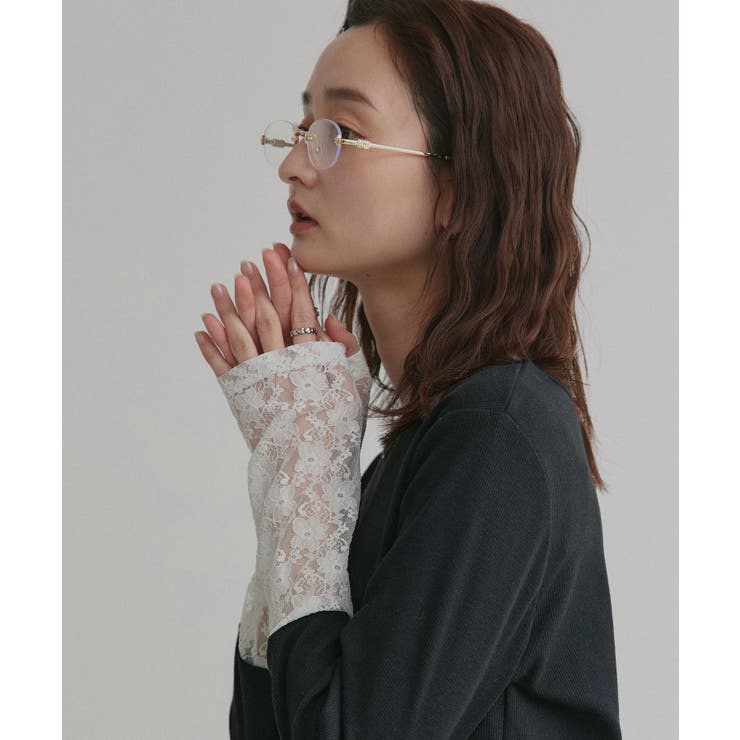 袖切替ラメシアー レースアソートトップス | ad thie | 詳細画像16 