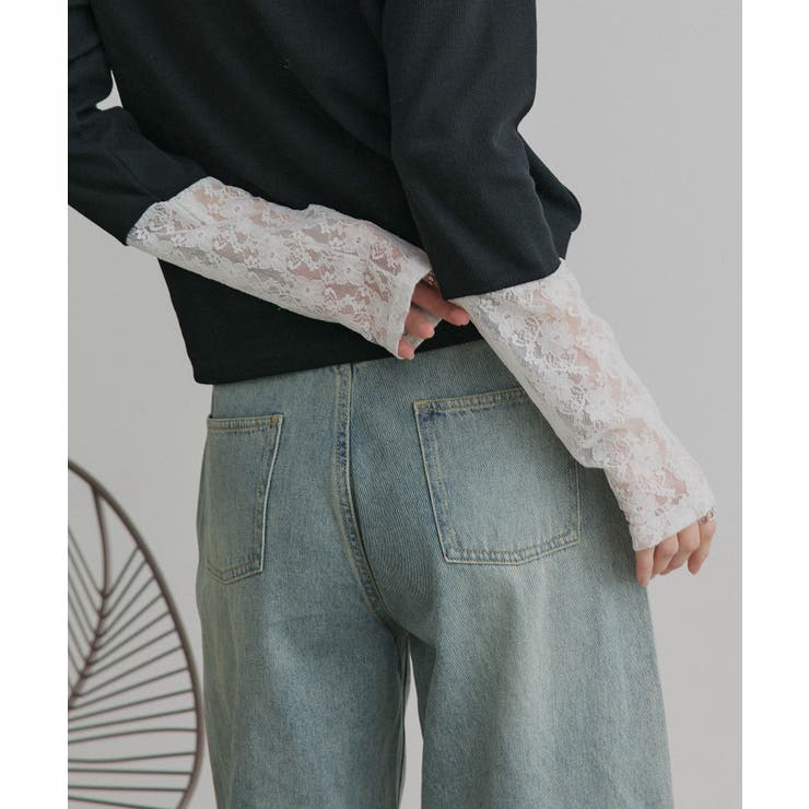 袖切替ラメシアー レースアソートトップス | ad thie | 詳細画像17 