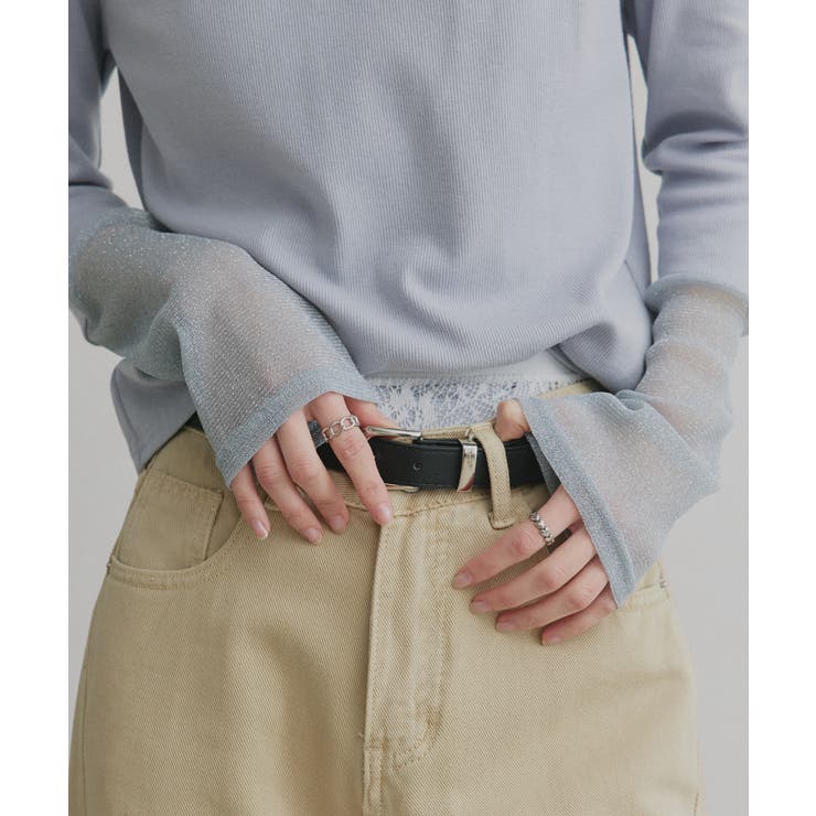 袖切替ラメシアー レースアソートトップス | ad thie | 詳細画像25 