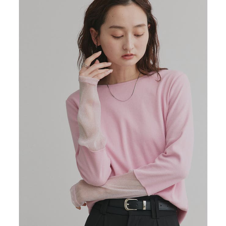 袖切替ラメシアー レースアソートトップス | ad thie | 詳細画像29 