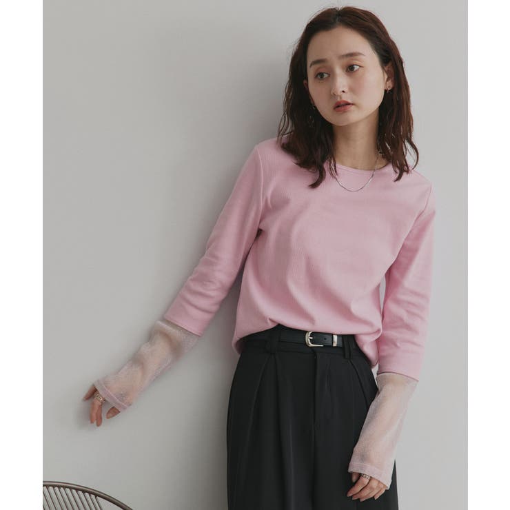 袖切替ラメシアー レースアソートトップス | ad thie | 詳細画像31 