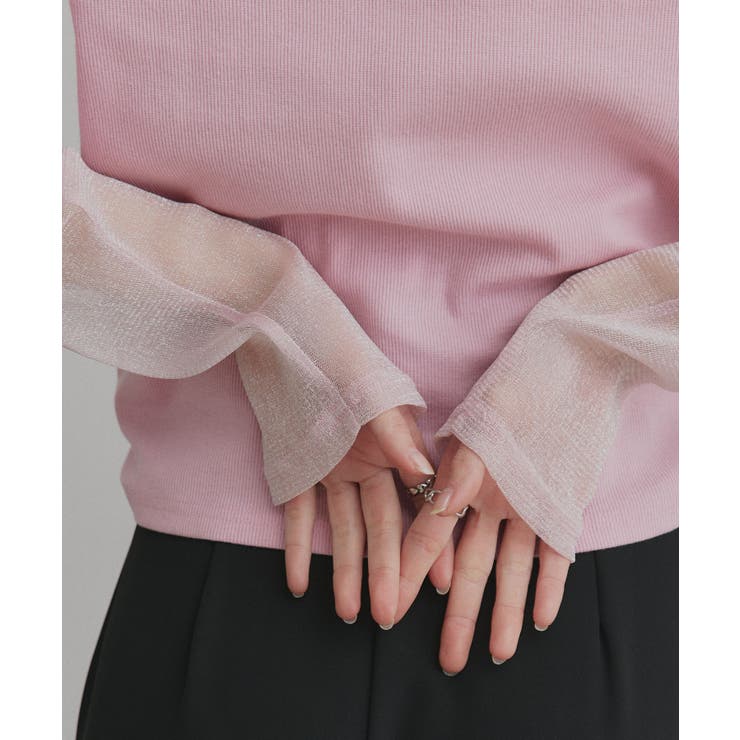 袖切替ラメシアー レースアソートトップス | ad thie | 詳細画像34 