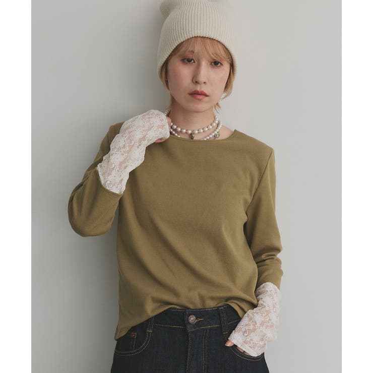 袖切替ラメシアー レースアソートトップス | ad thie | 詳細画像45 