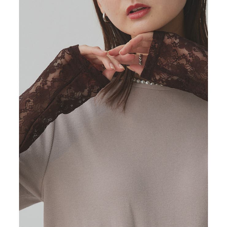 袖切替ラメシアー レースアソートトップス | ad thie | 詳細画像54 