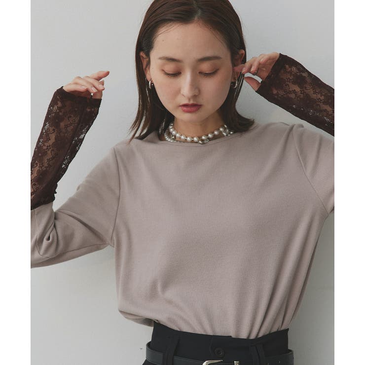 袖切替ラメシアー レースアソートトップス | ad thie | 詳細画像55 