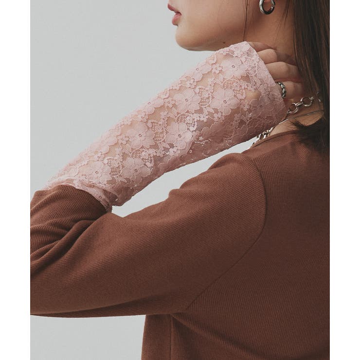 袖切替ラメシアー レースアソートトップス | ad thie | 詳細画像64 