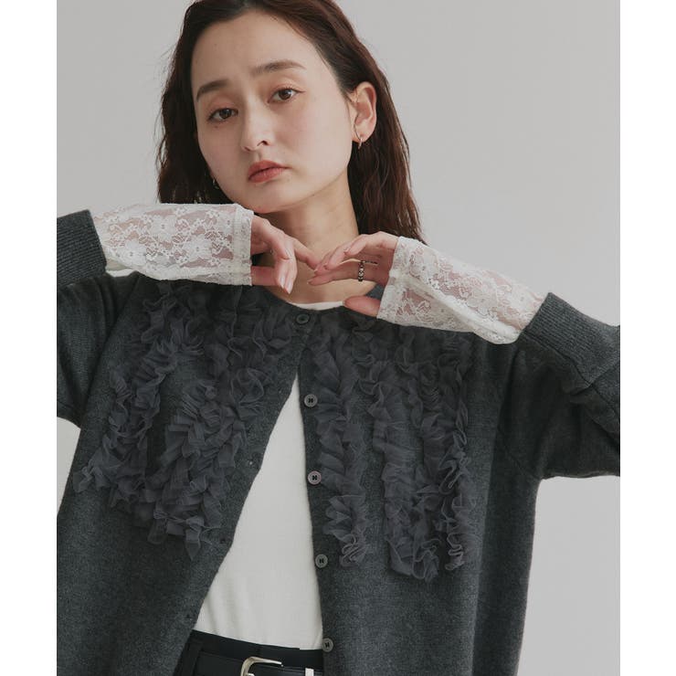 袖切替ラメシアー レースアソートトップス | ad thie | 詳細画像7 