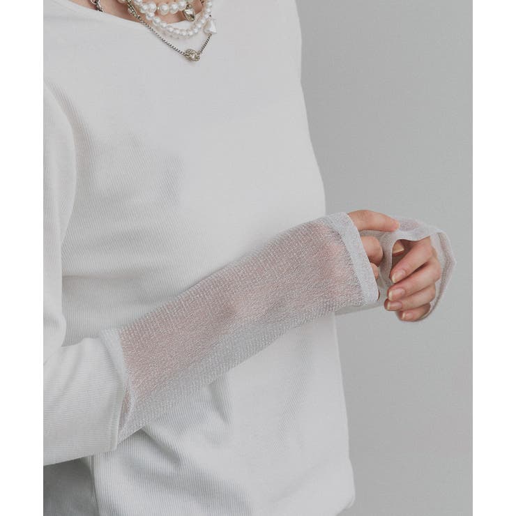 袖切替ラメシアー レースアソートトップス | ad thie | 詳細画像70 