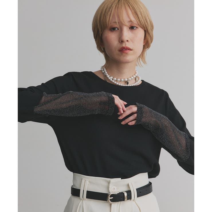 袖切替ラメシアー レースアソートトップス | ad thie | 詳細画像73 