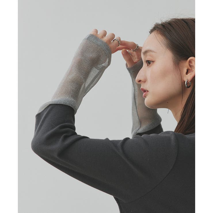 袖切替ラメシアー レースアソートトップス | ad thie | 詳細画像80 