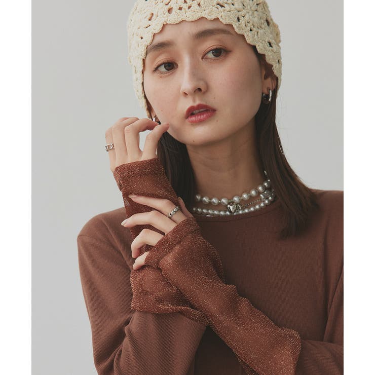 袖切替ラメシアー レースアソートトップス | ad thie | 詳細画像90 