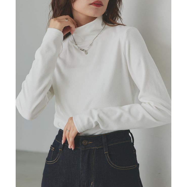 オフホワイト | CICA配合 ハイネックリブトップス | ad thie