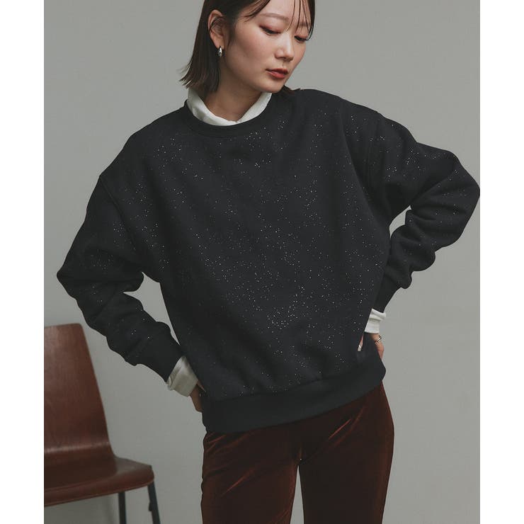 ブラック | 【2025AW新作】裏起毛ラメプルオーバー | ad thie