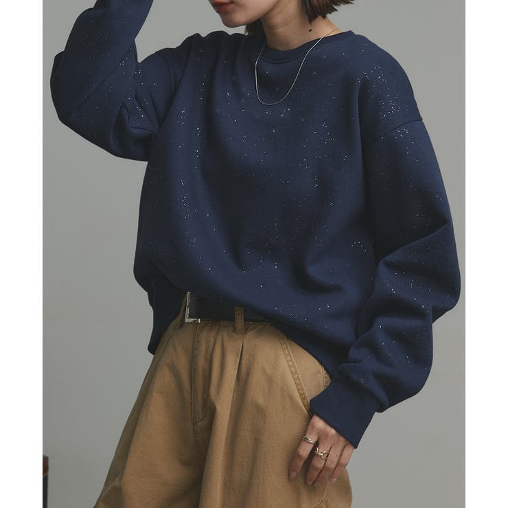 ネイビー | 【2025AW新作】裏起毛ラメプルオーバー | ad thie