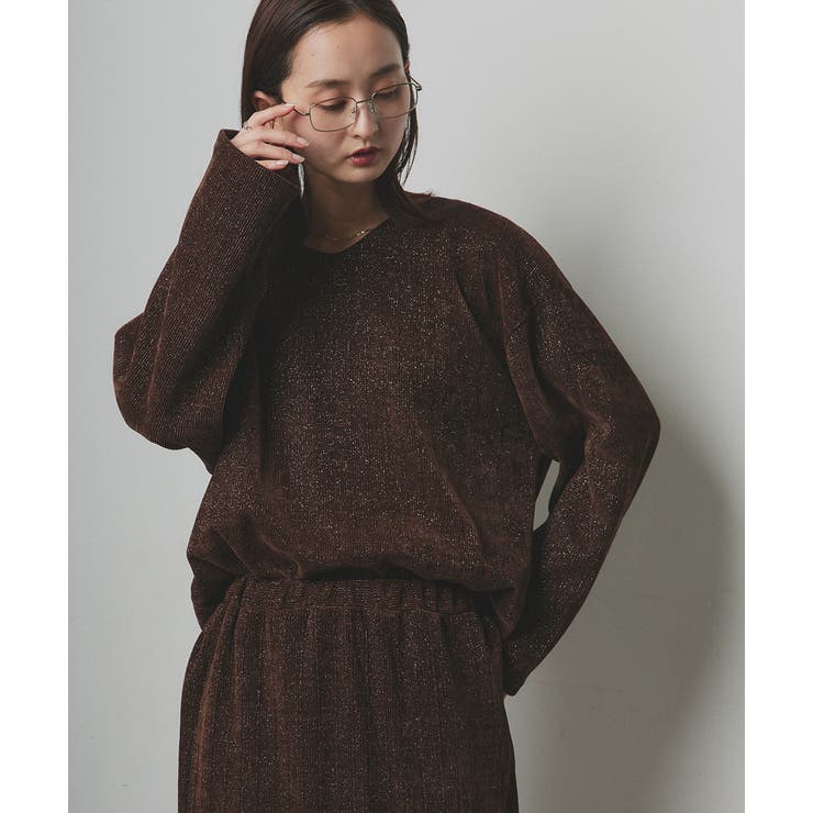 【2025AW新作】ラメモールVネックプルオーバー | ad thie | 詳細画像24 