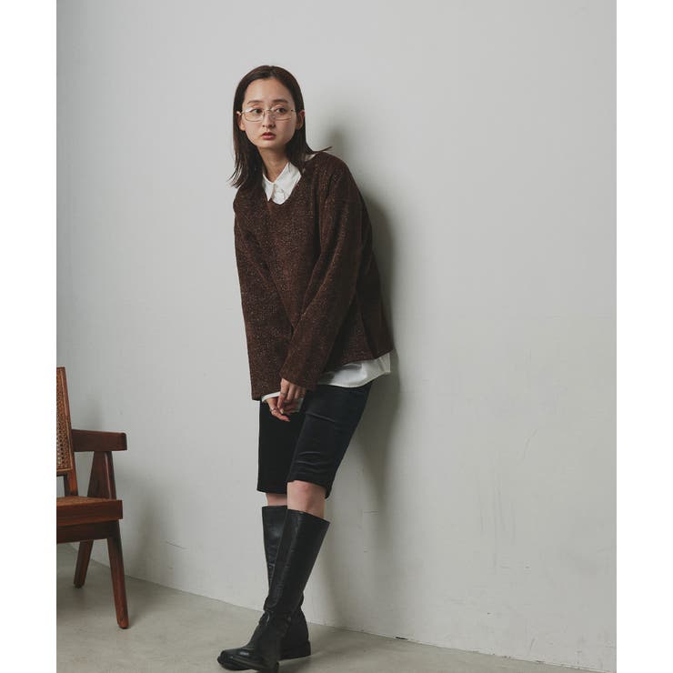 【2025AW新作】ラメモールVネックプルオーバー | ad thie | 詳細画像28 