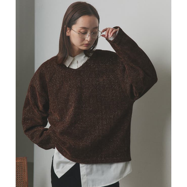 【2025AW新作】ラメモールVネックプルオーバー | ad thie | 詳細画像31 