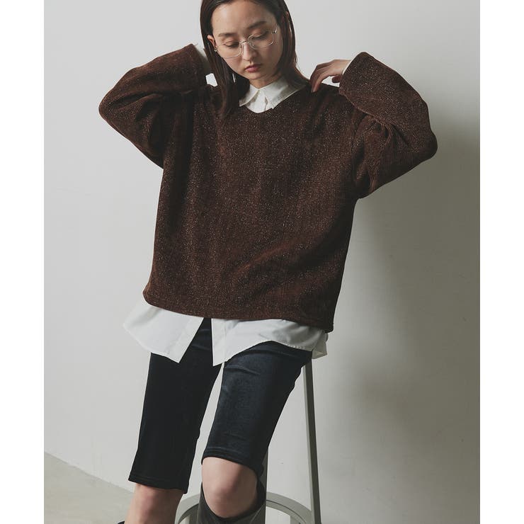 【2025AW新作】ラメモールVネックプルオーバー | ad thie | 詳細画像34 