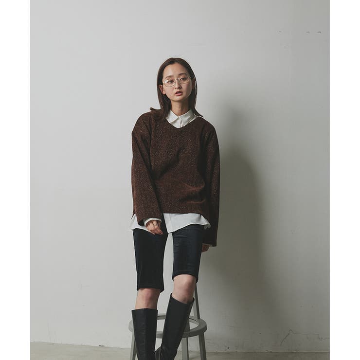 【2025AW新作】ラメモールVネックプルオーバー | ad thie | 詳細画像35 