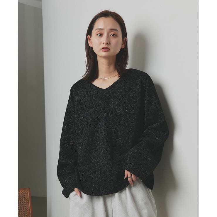 【2025AW新作】ラメモールVネックプルオーバー | ad thie | 詳細画像9 
